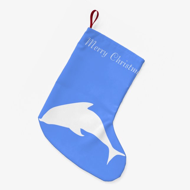 Merry Christmas Dolphin Small Christmas Stocking (Front (Hanging))
