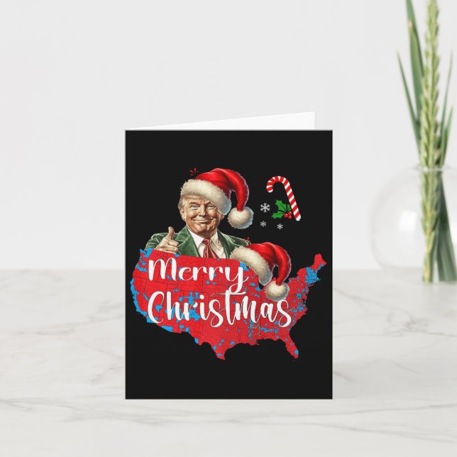 Merry Christmas Donald Trump Red Coverage Map Xmas Card (Front)