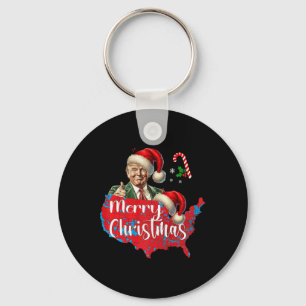 Merry Christmas Donald Trump Red Coverage Map Xmas Key Ring