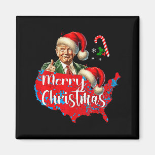 Merry Christmas Donald Trump Red Coverage Map Xmas Magnet