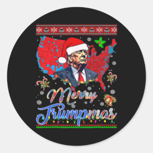 Merry Christmas Donald Trump Santa Family Xmas Classic Round Sticker
