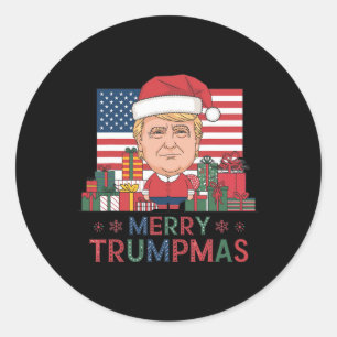 Merry Christmas Donald Trump Santa Family Xmas Men Classic Round Sticker