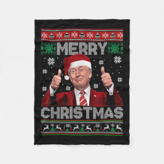 Merry Christmas Donald Trump Santa Family Xmas Ugl Fleece Blanket