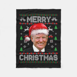 Merry Christmas Donald Trump Santa Family Xmas Ugl Fleece Blanket