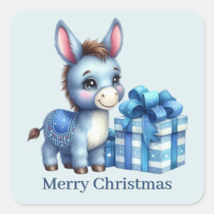 Merry Christmas donkey add text Square Sticker