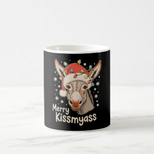 Merry Christmas Donkey Santa Hat Xmas Lights Funny Coffee Mug