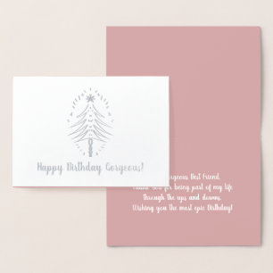 Merry Christmas Doodle Birthday Real Foil Card