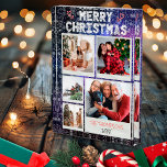 Merry Christmas Doodle Starry Night 5 Photo Family<br><div class="desc">Looking for Christmas gifts for wife / Christmas gifts for husband, Christmas gifts for family? Look at our Merry Christmas Doodle Starry Night 5 Photo Family! This funny personalised acrylic glass photo block features funny Christmas doodles and a starry night design. You can personalise the family name and add 5...</div>