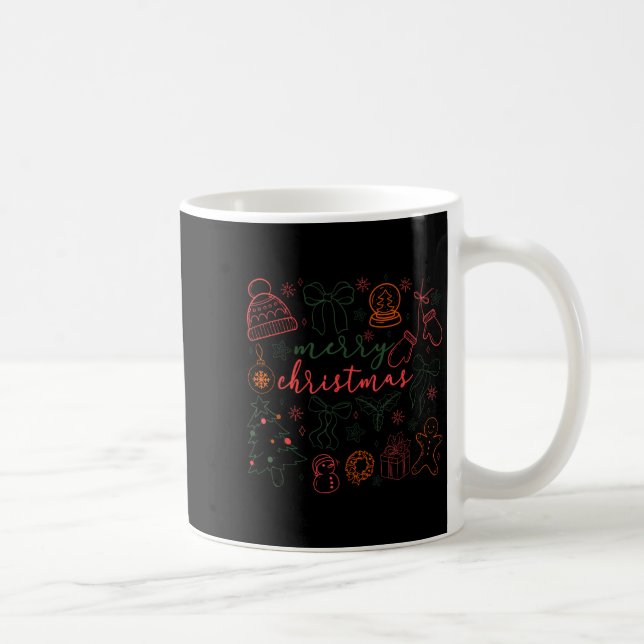 Merry Christmas Doodle Xmas Tree Gingerbread Men W Coffee Mug (Right)