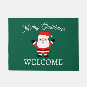 Merry Christmas doormat with cute Santa cartoon