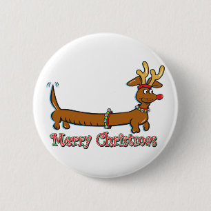 Merry Christmas Doxie 6 Cm Round Badge