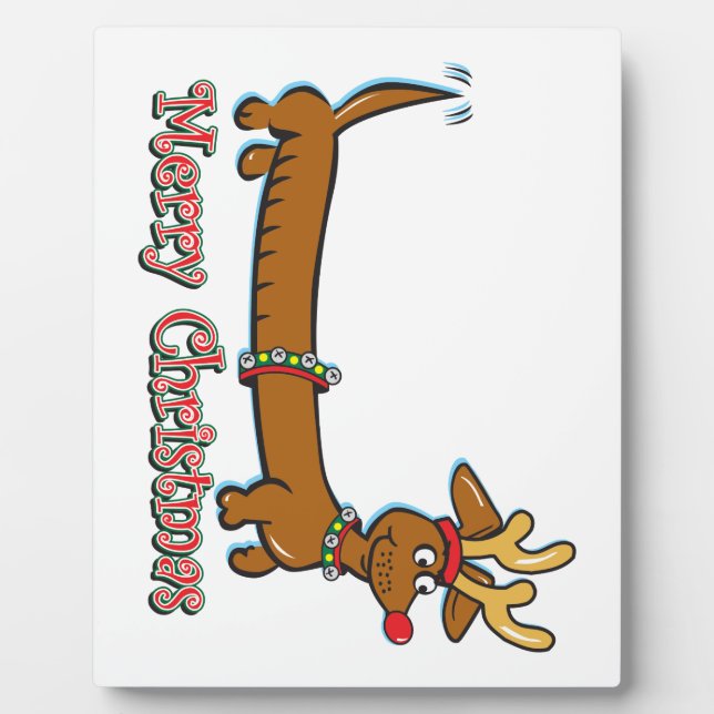 Merry Christmas Doxie Plaque (Front)