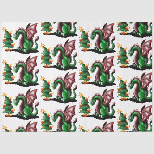 Merry Christmas Dragon Tissue Paper (Front)