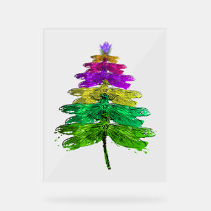 Merry Christmas Dragonfly Christmas Tree T Shirt Acrylic Sign