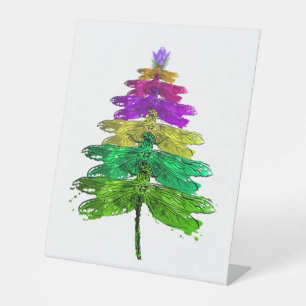 Merry Christmas Dragonfly Christmas Tree T Shirt Pedestal Sign