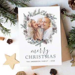 Merry Christmas Dusty Blue Photo Holiday