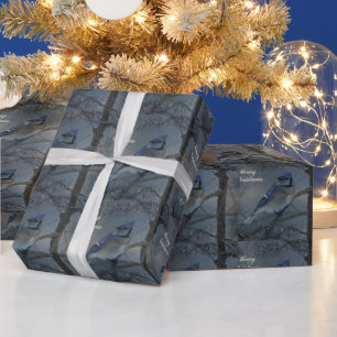 Merry Christmas - Eastern Blue Jay Wrapping Paper
