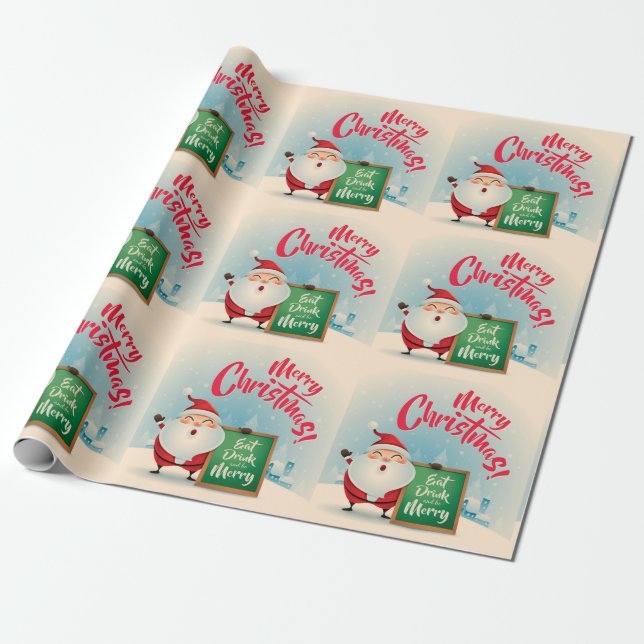 Merry Christmas Eat Drink And Be Merry Wrapping Paper (Unrolled)
