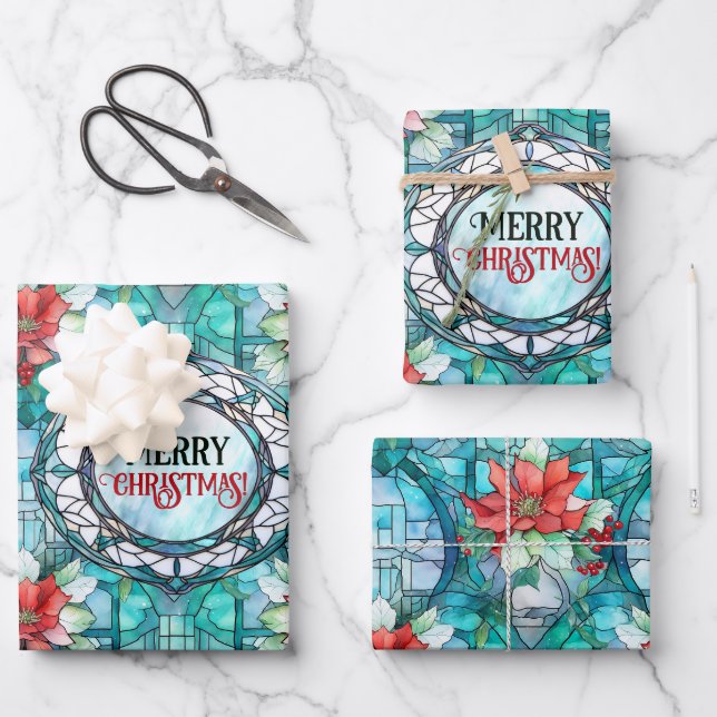 "Merry Christmas!" Editable Slogan Wrapping Paper Sheet (Front)