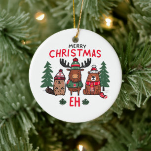 Merry Christmas Eh  Ceramic Ornament