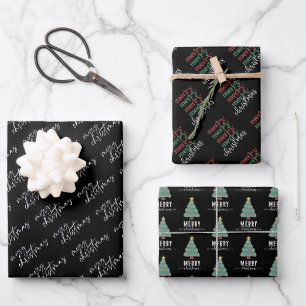 Merry Christmas Elegant and Modern Typography Wrapping Paper Sheet