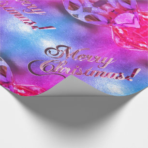 Merry Christmas Elegant Blue an Pink Script Modern Wrapping Paper