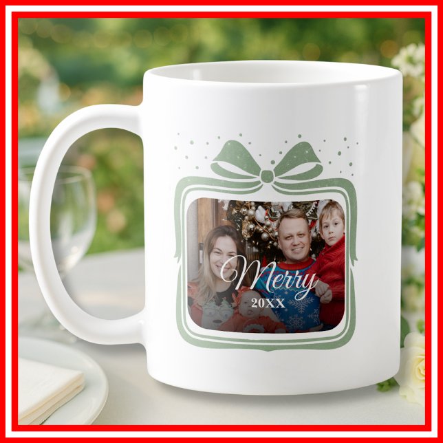  Merry Christmas Elegant Bow Present Photo Collage Coffee Mug (Creator Uploaded)