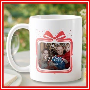  Merry Christmas Elegant Bow Present Photo Collage Coffee Mug