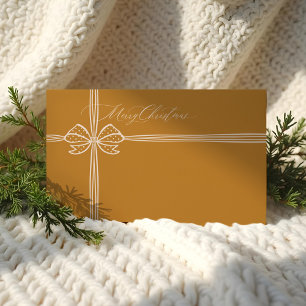 Merry Christmas Elegant Bow Ribbon Present Yellow Envelope