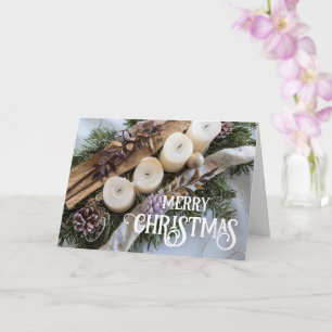 Merry Christmas elegant Christmas wreath candles Card