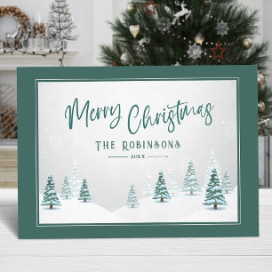 Merry Christmas Elegant Country Winter Art Scene Holiday Card
