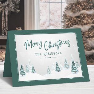 Merry Christmas Elegant Country Winter Spruce Tree Holiday Card