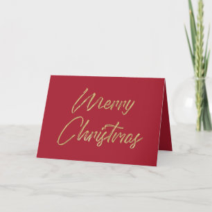 Merry Christmas Elegant Faux Gold Foil and Red Holiday Card
