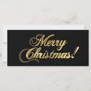 Merry Christmas Elegant Faux Gold Foil on Black