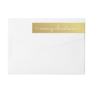 Merry Christmas Elegant Gold Hand Lettered Wrap Wrap Around Label