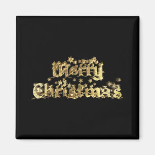 Merry Christmas Elegant Gold Stars Tygraphy T Shir Magnet