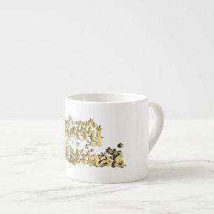 Merry Christmas Elegant Gold Stars Typography Espresso Cup