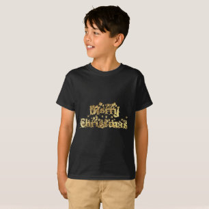 Merry Christmas Elegant Gold Stars Typography T-Shirt