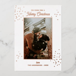 Merry Christmas. Elegant gold winter polka dots Foil Holiday Card
