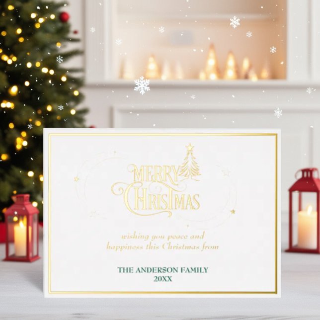 Merry Christmas Elegant Graphic Typography White  Foil Holiday Card (Creator Uploaded)