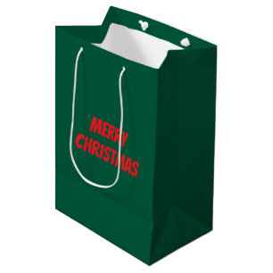 Merry Christmas elegant green &red personalized Medium Gift Bag