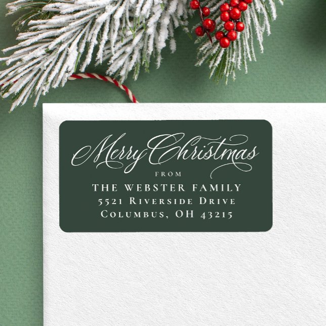 Merry Christmas elegant green return address Label (Creator Uploaded)