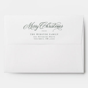 Merry Christmas elegant green script holiday Envelope