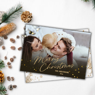 Merry Christmas elegant modern 1 family photo cute Holiday Card