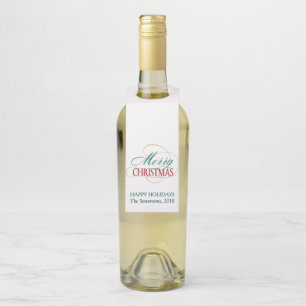 Merry Christmas Elegant Modern Holiday Script Bottle Tag