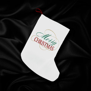 Merry Christmas Elegant Modern Holiday Script Small Christmas Stocking