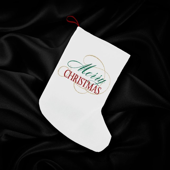 Merry Christmas Elegant Modern Holiday Script Small Christmas Stocking (Creator Uploaded)