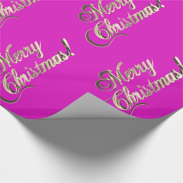 Merry Christmas Elegant Modern Pink and Gold Wrapping Paper (Corner)