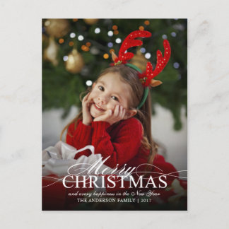Merry Christmas Elegant Photo Holiday Event Invite Postcard