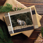 Merry Christmas Elegant Plaid Pattern Photo Frame Foil Holiday Card<br><div class="desc">Spread the joy this holiday season with our elegant foil and plaid photo holiday card. The design features a custom greeting in elegant script foil. The photo is placed within the plaid pattern design with a "Merry Christmas" overlay. Personalize with family signature and year. Design by Moodthogy Papery.</div>